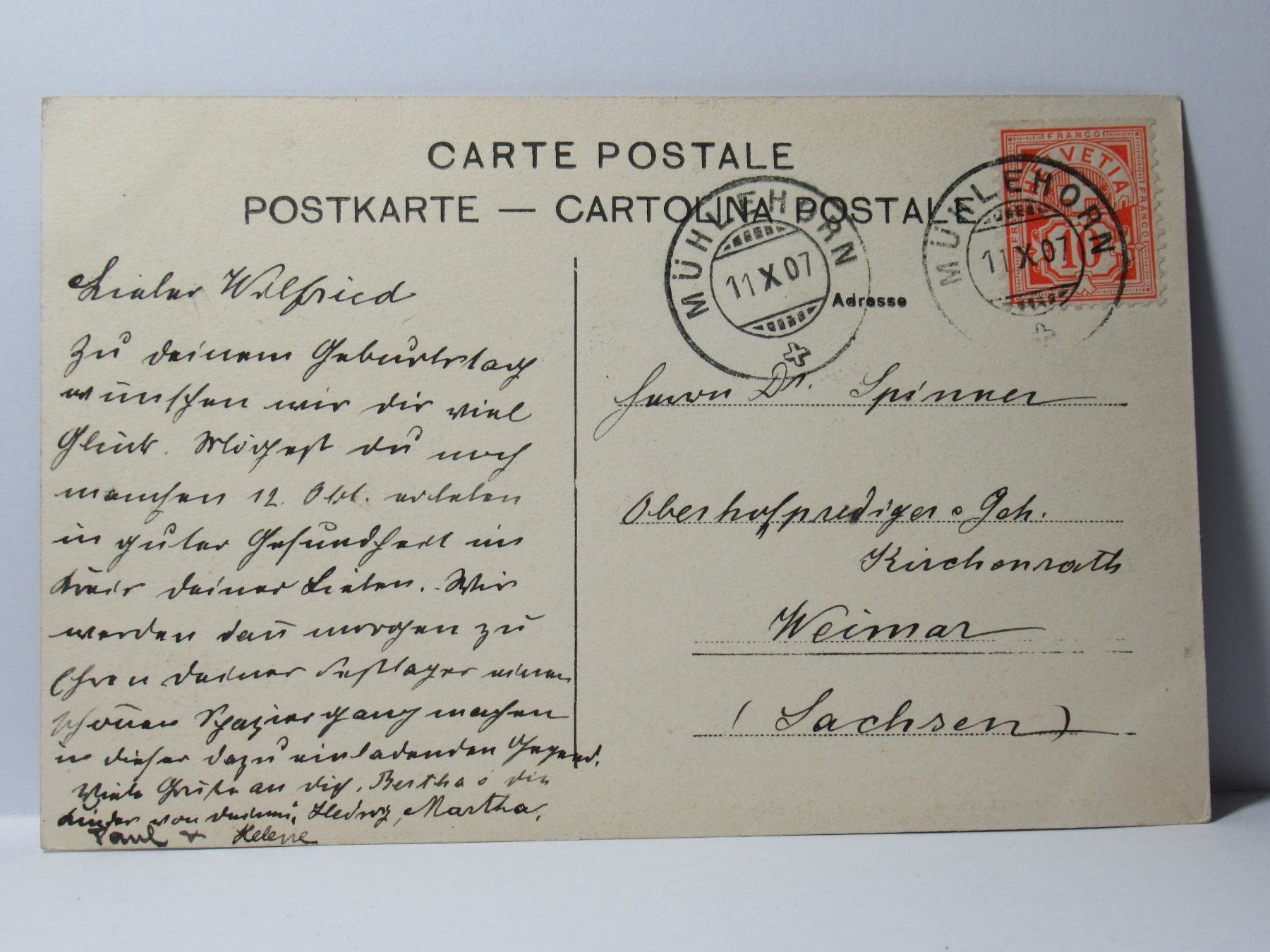 Cartoline postali: Mühlehorn , Kirche 1907 – Usato da Grenchen venduto da Bluemchen1900 2
