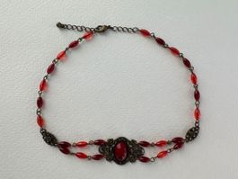 Elegante Vintage Antike Halskette mit rostfarbene Perlen