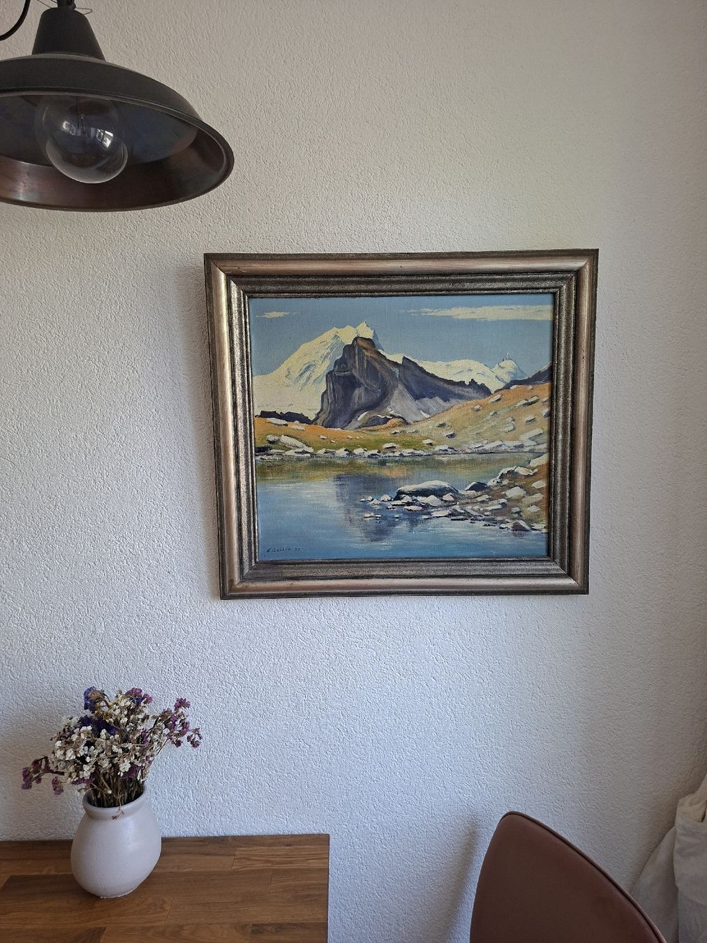 Dipinti: Bergsee Gemälde, gerahmt, signiert mit E. Gerber – Usato da Zürich venduto da Malinche6 1