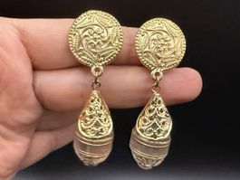Vintage-Ohrringe Cabouchon Paris – Goldfarben