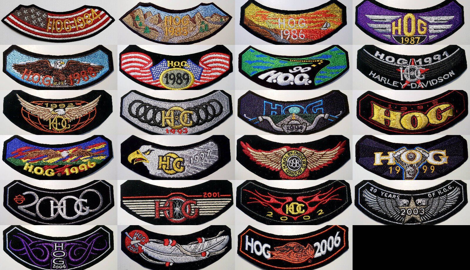 Toppe: HUGE 23 HOG LOT 1984-2006 COMPLETE RUN HARLEY DAVIDSON PATCH – Nuovo (secondo la descrizione) da Lugano venduto da YouWantUS