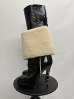 Casadei Lackleder Winterstiefel Gr. 39 schwarz hoch Fell