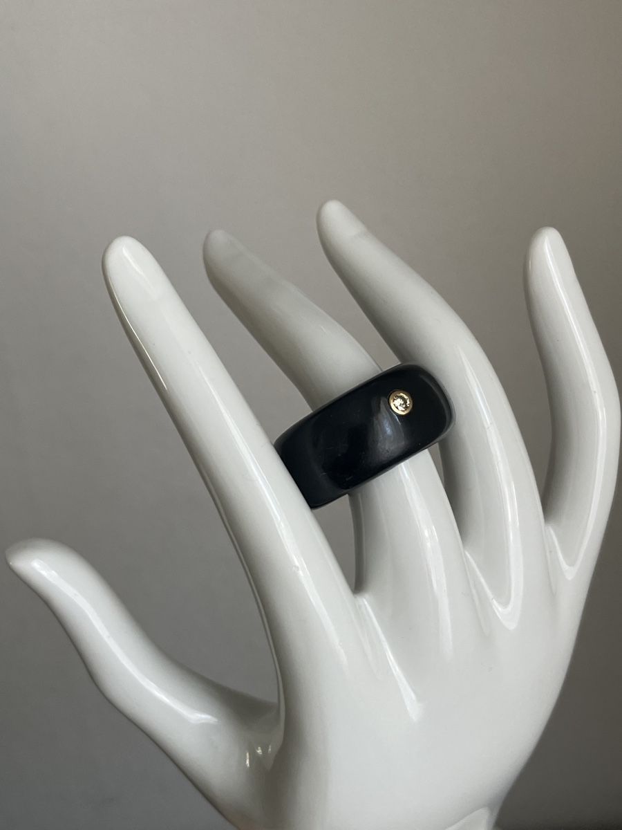 Anelli: UHL Jadeit Ring mit Brillant, ca Gr. 62, schwarz – Usato da Neuhausen am Rheinfall venduto da noelle0810 1