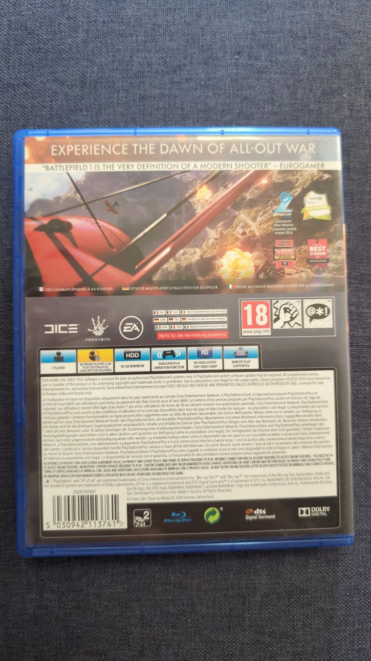 Giochi: Battlefield 1 PS4 – Usato da Zürich venduto da man_8hdl 1