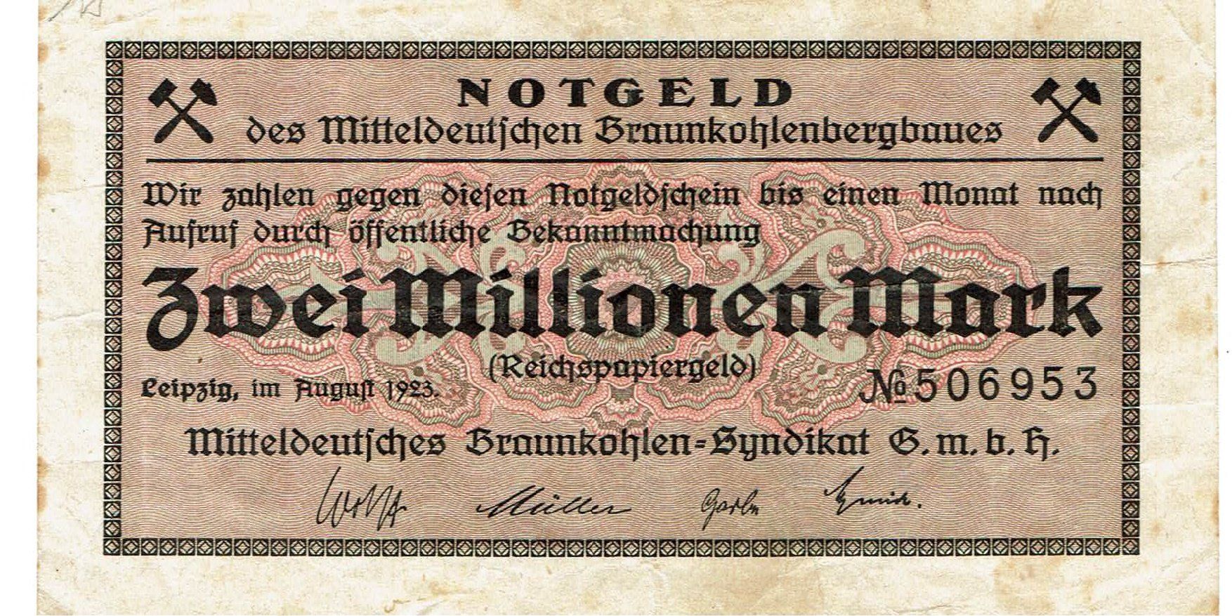 Billets de banque: Leipzig 2 Mil.Mark 08.1923 SS++-VZ – D'occasion à Steffisburg par ber_8htf