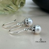Süsswasserperlen Ohrringe mit Fischerhaken – Sterling Silber