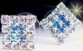 Ohrringe Silber plated mit Klaren und Blauen Strass-Steinen