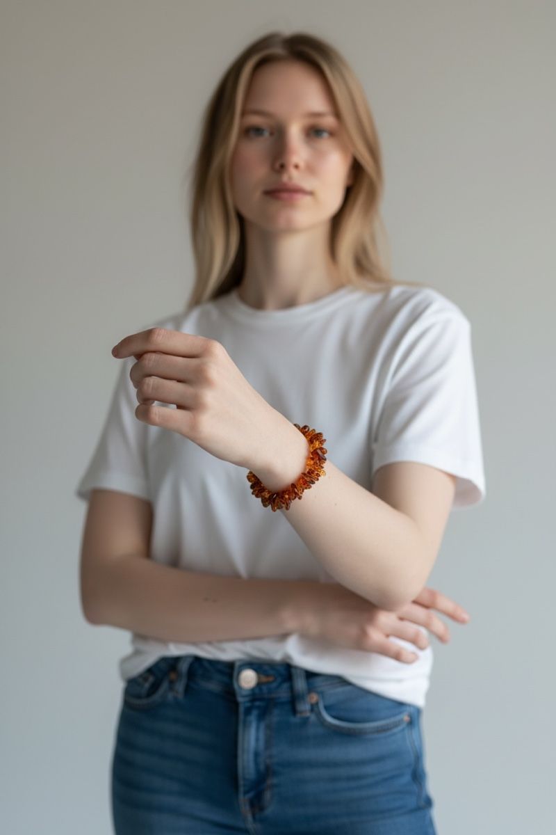 Bracciali & Braccialetti: Stretch Armband aus Bernstein  – Nuovo e nell'imballaggio originale da Kriens venduto da Hortensie6 4