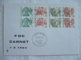 1984 FDC aus Markenheftchen, senkrechte Paare