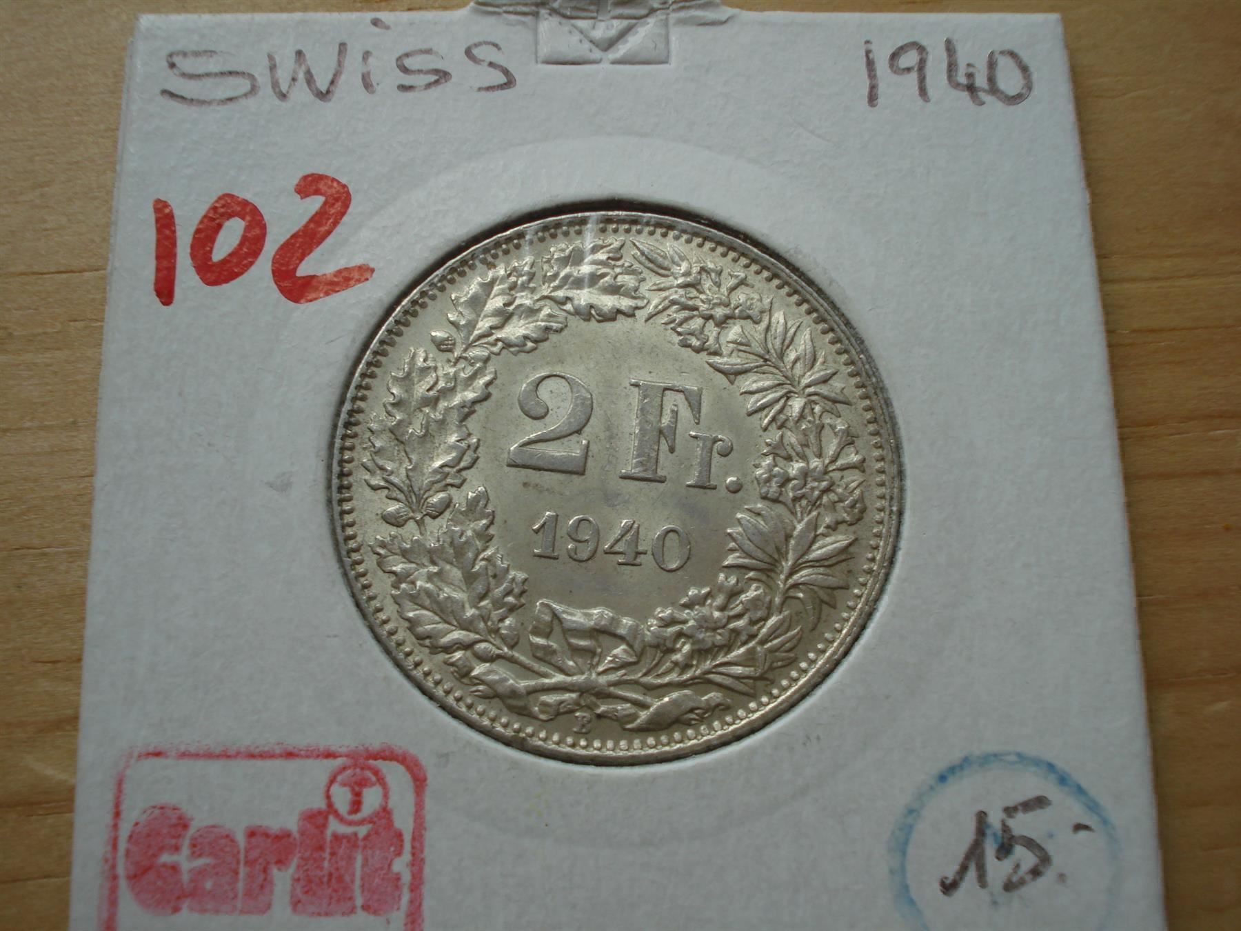 Tutti le monete: (102)  2 Franken  1940 – Usato da Erlach venduto da Net-Coins