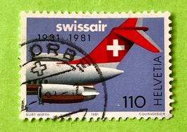  Nr.653 Sonderpostmarken 50 Jahr Swissair GESTEMPELT 1981  ﻿