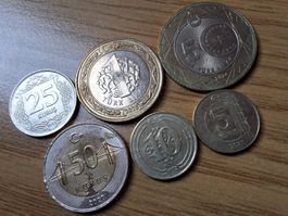 Türkei 5, 10, 25, 50 Kuruş, 1, 5 Lira 2015/24 - Lot 6 Stück