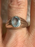 Silberring hellblau STRIPES, Vintage Schmuckstück (58)