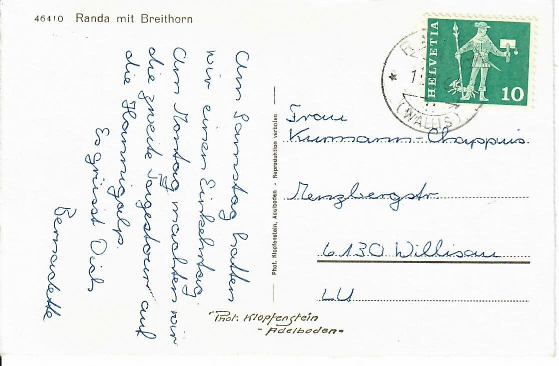 Cartoline postali: Randa – Usato da Hochdorf venduto da Ziegel-16 1