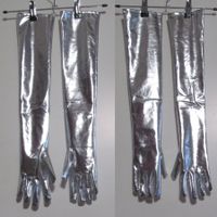 NEU silberne oberarmlange Lackhandschuhe Opernhandschuhe