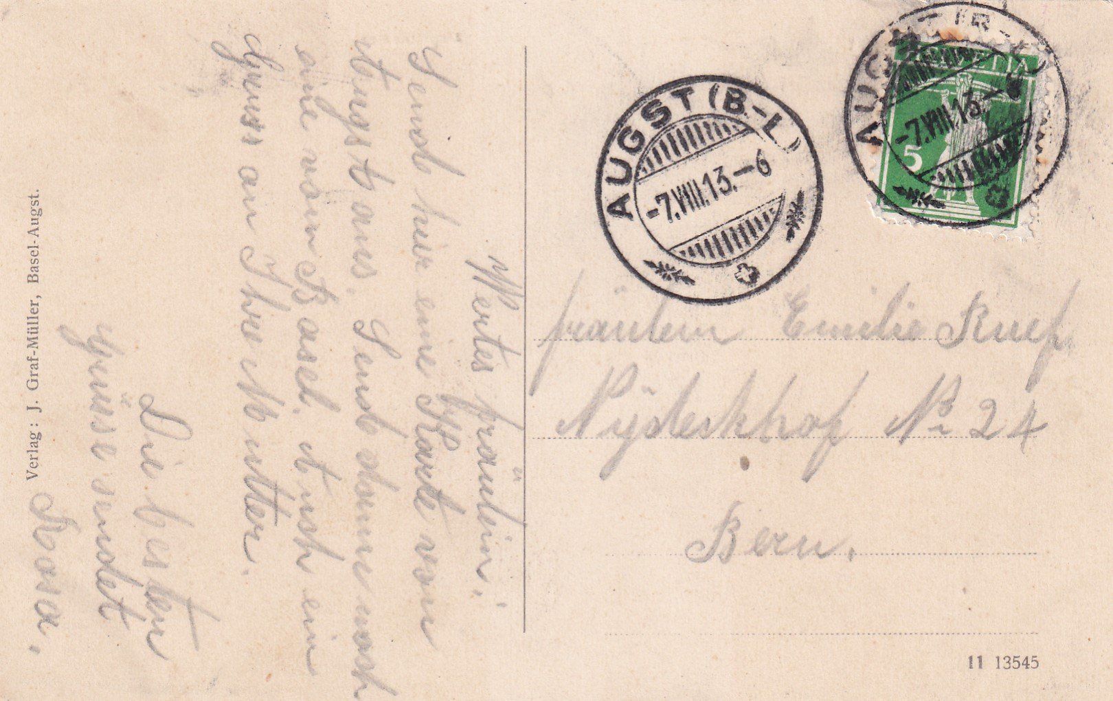 Cartoline postali: Ansichtskarte Gruss aus Augst - Amphitheater – Usato da Birsfelden venduto da Sakurajima 1