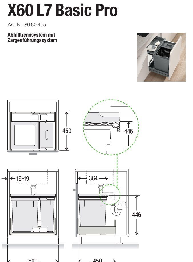 Müllex Abfalleimer: 062 Müllex Abfallsystem X60 L7 Basic Pro – Neu und originalverpackt aus Derendingen von Meisterstuecke 3