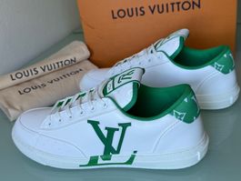 LOUIS VUITTON Charlie Lv Logo Weiss Leder Sneakers 44.5 NEU