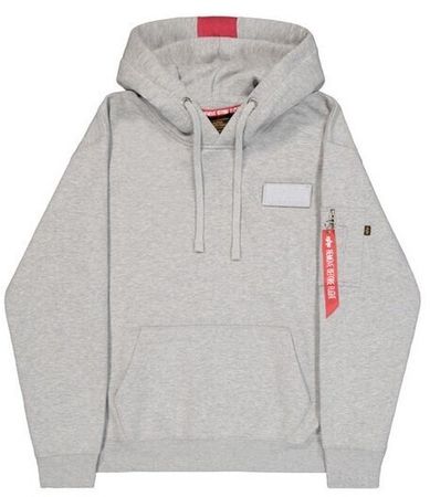 Alpha Industries Red Stripe Hoody Grey Heather L
