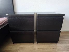IKEA MALM Nachttische schwarzbraun (2 Stück)