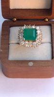 Superbe Bague Cocktail ART DÉCO Argent 925 & Émeraude Verte