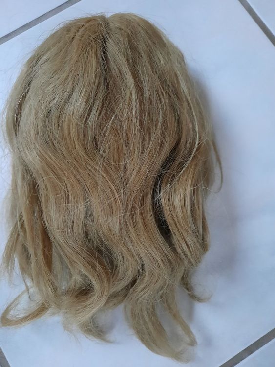 Ancienne Perruque En Cheveux Naturels Et Bonnet Pour Poupée Jumeau Années 1930 - Pièce De Collection