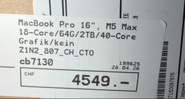 MacBook Pro 16, 18 Core, 64G, 2TB