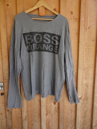 Graues Herren Langarmshirt BOSS Orange Gr. XXL - 42438