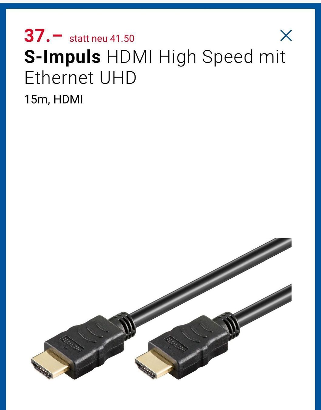 Câbles: HDMI Kabel Typ A high speed  UHD15 Meter – D'occasion à Wetzikon ZH par weischwinimein