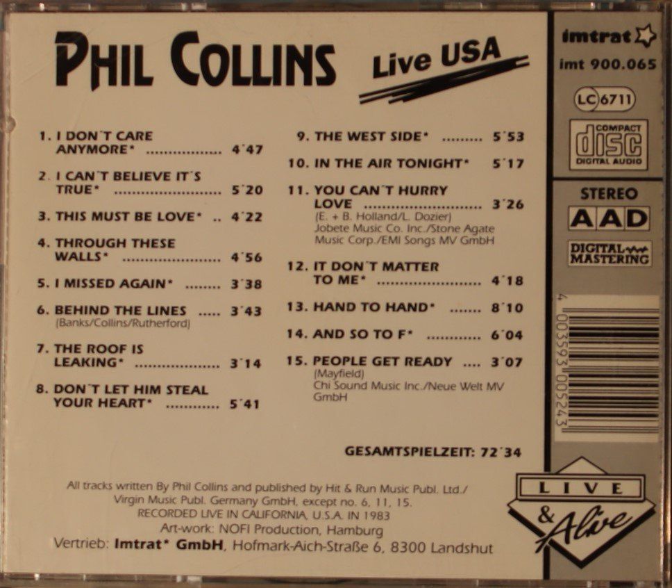 CDs: Phil Collins – Live Usa – Gebraucht aus Luzern von CONTENTI 2