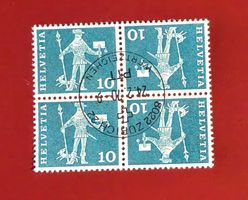 KEHRDRUCK K46L VIERERBLOCK WERTZEICHEN PTT ZÜRICH 1970