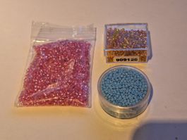 3x Bastelperlen Pink, Blau, Gold Neu