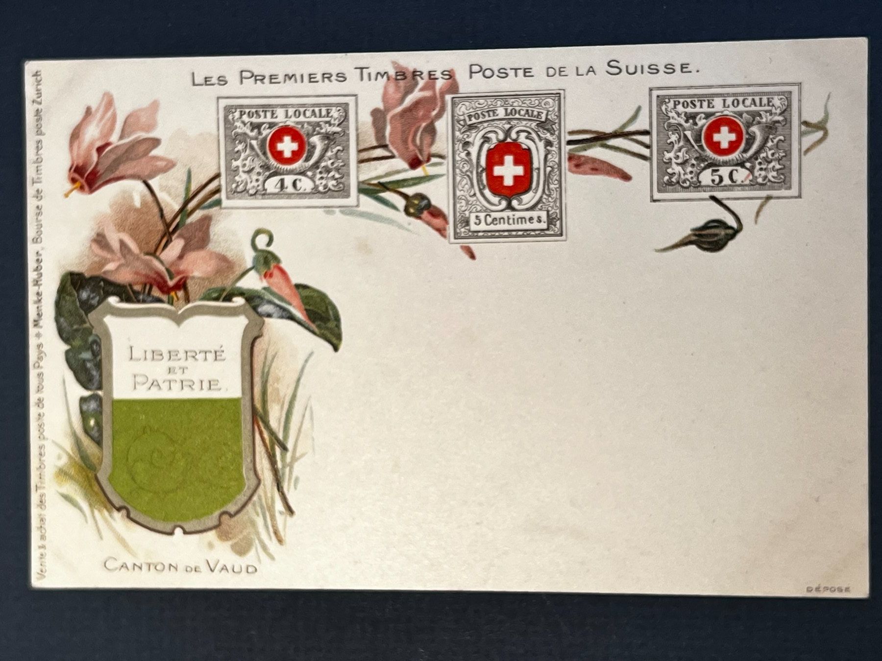 Cartoline postali: 2 AK (ca. 1900) Schweizer Wappen  + Canton de Vaud – Usato da Ebikon venduto da altiplano 6