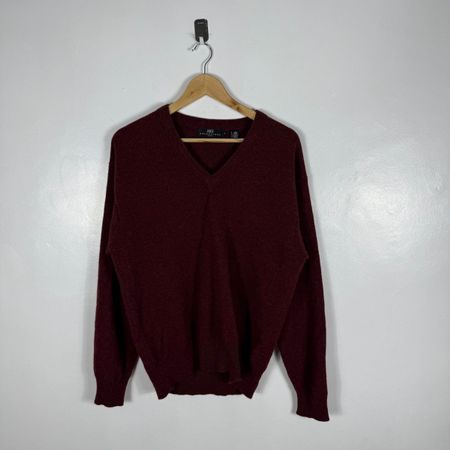 Pull Balenciaga col V laine bordeaux - M homme #P6