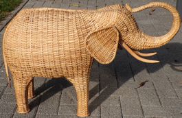 Elefant Dekofigur aus Rattan geflochten gebraucht