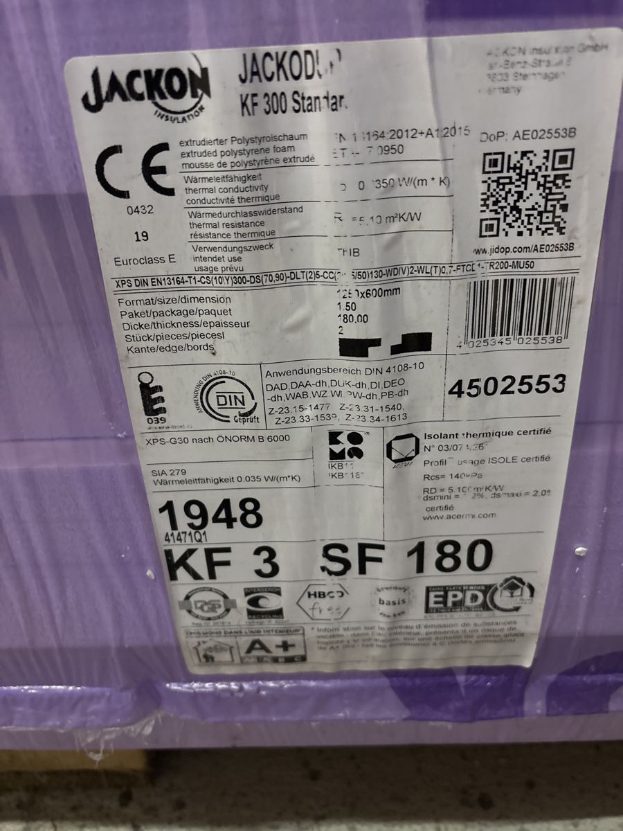 Materiale di riempimento: JACKODUR KF 300 Standard Dämmung Platten – Nuovo e nell'imballaggio originale da Stetten AG venduto da d.r82