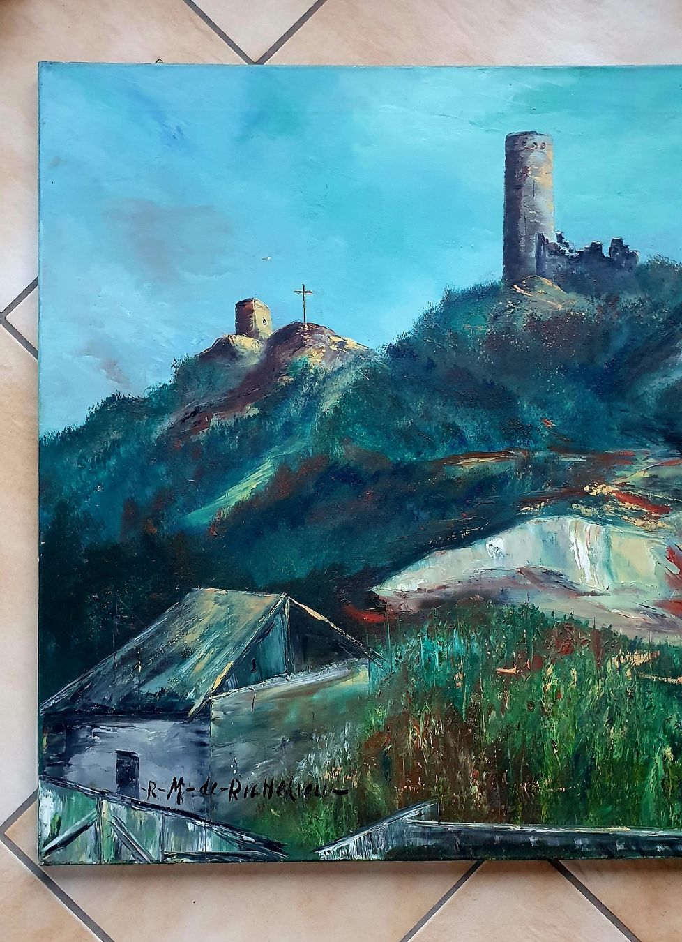 Tableaux: Très grande Hst RM de Richelieu Saillon Valais – D'occasion à Servion par meno999 3