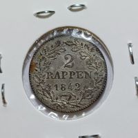 2 Rappen 1842 Zürich vz-unz