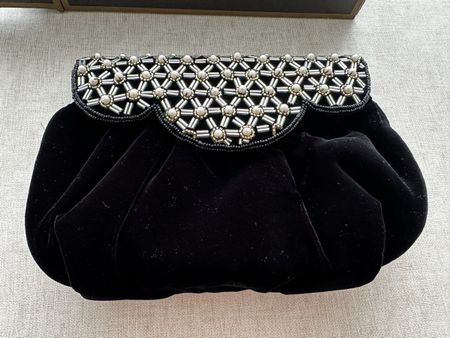 Scheilan Tasche Samt schwarz Perlen neu Vintage