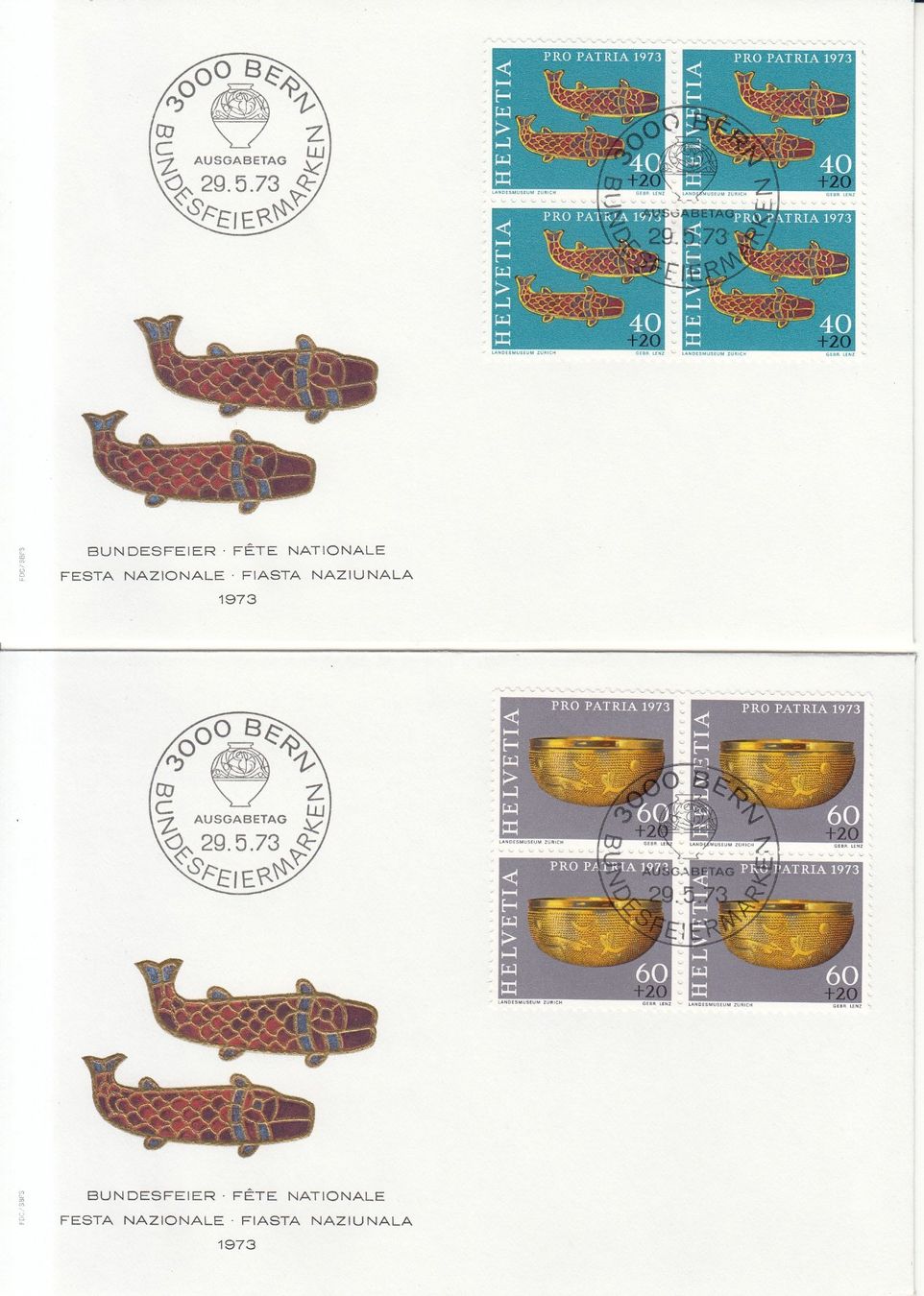 Tutti i francobolli: SBK B158 - B161 im 4er-Block FDC – Usato da Bürglen TG venduto da StampGraf 2