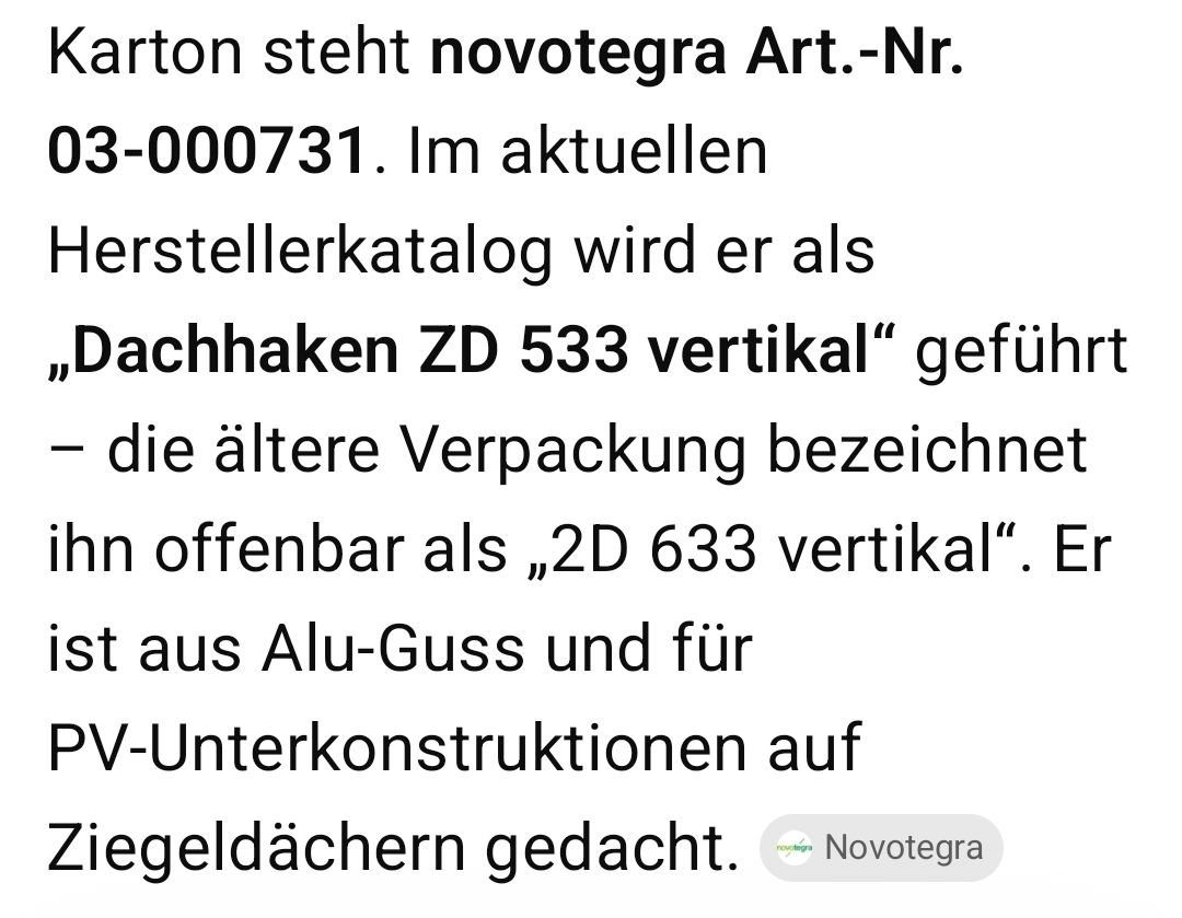 Ferramenta: Dachhaken neu - Novotegra – Nuovo (secondo la descrizione) da Basel venduto da Kunterbunt12 3