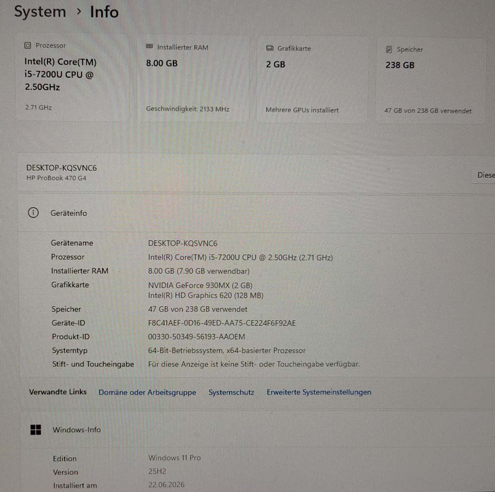 Hewlett Packard Notebooks: HP ProBook 470 G4 Notebook - ab CHF 1.-- – Gebraucht aus Neuendorf von Buggle 6