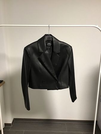 Schwarze Kunstleder Jacke, Gr. 34,Blazer Stil,