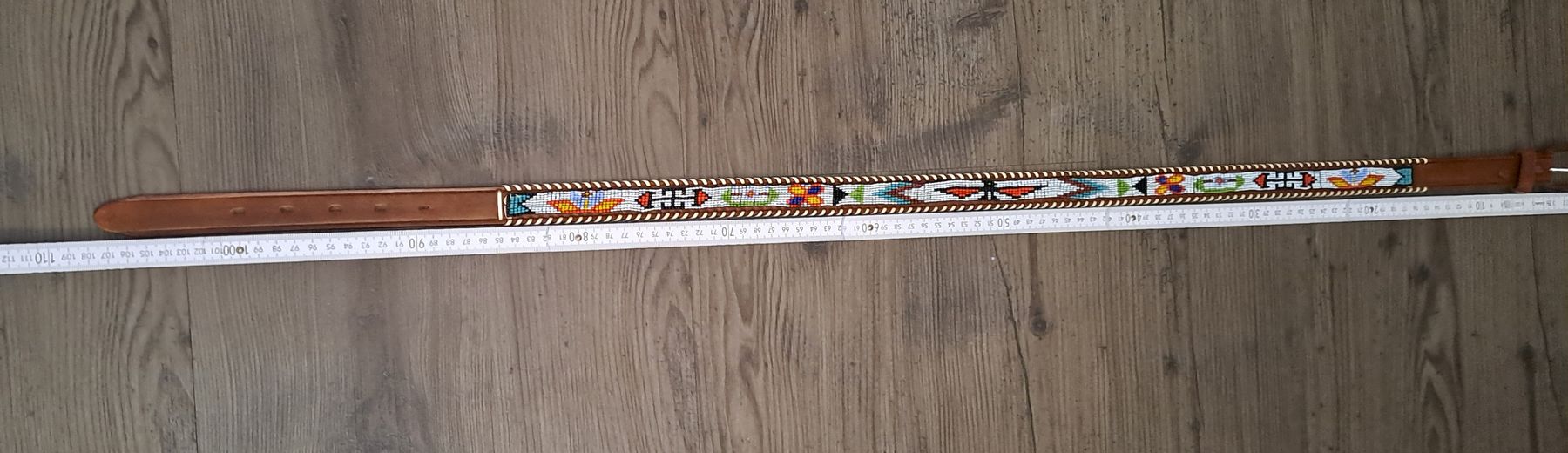 Cinture: Vintage Ledergürtel mit Perlenmuster 105cm. Native American – Usato da Deitingen venduto da Soya1