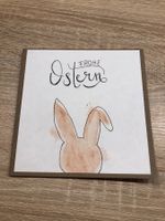 Handgemalte Grusskarte Frohe Ostern mit Hase
