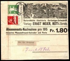 1915 Privat Streifband E. Meier Pflanzen Freund, illustriert