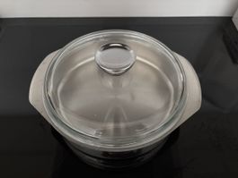 Topf mit Glasdeckel, Edelstahl, super Zustand