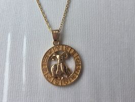 Kette mit Anhänger Sternzeichen Widder goldfarben neu