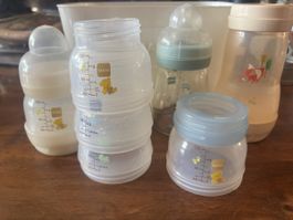 Babyflaschen Set mit Aufbewahrungsbox akzeptabler Zustand