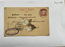 Postkarte Bayern 24.III.1893, München-Zürich s.Abbildung,